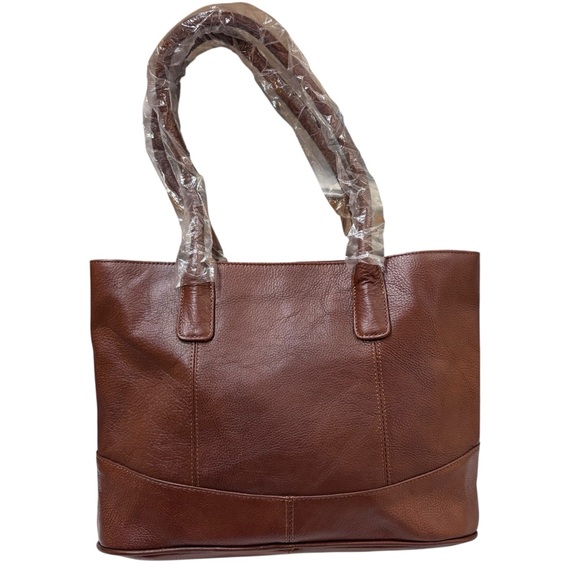 AMERILEATHER TOFFEE LEATHER TOTE BAG NWT - Picture 4 of 12